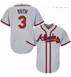 Youth Majestic Atlanta Braves 3 Babe Ruth Authentic Grey Road Cool Base MLB Jersey