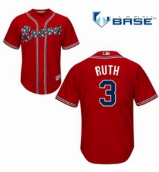 Youth Majestic Atlanta Braves 3 Babe Ruth Authentic Red Alternate Cool Base MLB Jersey