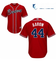 Youth Majestic Atlanta Braves 44 Hank Aaron Authentic Red Alternate Cool Base MLB Jersey