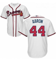 Youth Majestic Atlanta Braves 44 Hank Aaron Authentic White Home Cool Base MLB Jersey