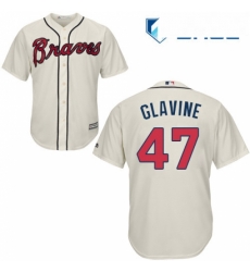 Youth Majestic Atlanta Braves 47 Tom Glavine Authentic Cream Alternate 2 Cool Base MLB Jersey