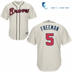 Youth Majestic Atlanta Braves 5 Freddie Freeman Replica Cream Alternate 2 Cool Base MLB Jersey