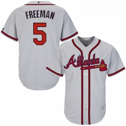 Youth Majestic Atlanta Braves 5 Freddie Freeman Replica Grey Road Cool Base MLB Jersey