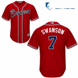 Youth Majestic Atlanta Braves 7 Dansby Swanson Replica Red Alternate Cool Base MLB Jersey