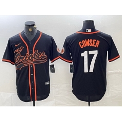 Men Baltimore Orioles 17 Colton Cowser Black 2023 City Connect Cool Base Stitched Baseball Jersey 6