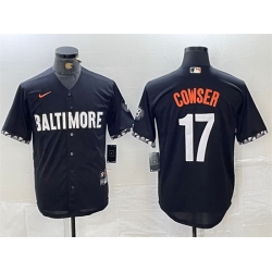 Men Baltimore Orioles 17 Colton Cowser Black 2023 City Connect Cool Base Stitched Baseball Jersey