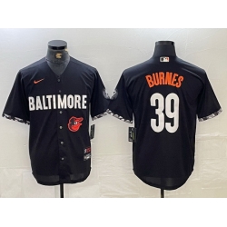 Men Baltimore Orioles 39 Corbin Burnes Black 2023 City Connect Cool Base Stitched Baseball Jersey 3