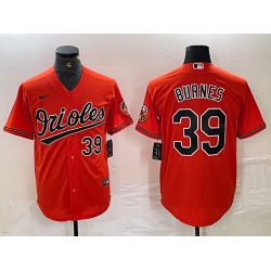 Men Baltimore Orioles 39 Corbin Burnes Number Orange Cool Base Stitched Jersey