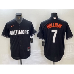 Men Baltimore Orioles 7 Jackson Holliday Black 2023 City Connect Cool Base Stitched Baseball Jersey