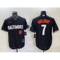 Men Baltimore Orioles 7 Jackson Holliday Black 2023 City Connect Cool base jerseys 2