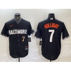 Men Baltimore Orioles 7 Jackson Holliday Black 2023 City Connect Cool base jerseys 4