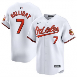 Men Baltimore Orioles 7 Jackson Holliday White 2024 Home Limited Cool Base Stitched Baseball Jersey