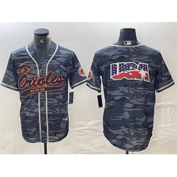 Men Baltimore Orioles Gray Camo Team Big Logo Cool Base Stitched Jersey 4