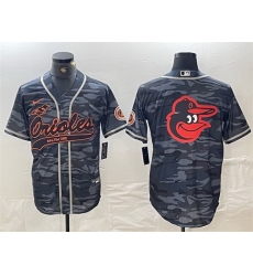 Men Baltimore Orioles Gray Team Big Logo Cool Base Stitched Jersey 4