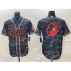 Men Baltimore Orioles Gray Team Big Logo Cool Base Stitched Jersey 8