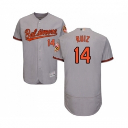 Mens Baltimore Orioles 14 Rio Ruiz Grey Road Flex Base Authentic Collection Baseball Jersey