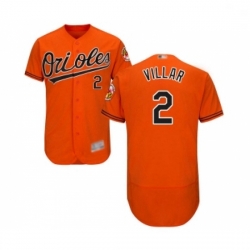 Mens Baltimore Orioles 2 Jonathan Villar Orange Alternate Flex Base Authentic Collection Baseball Jersey
