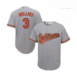 Mens Baltimore Orioles 3 Cedric Mullins Replica Grey Road Cool Base Baseball Jersey 