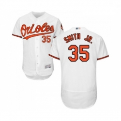 Mens Baltimore Orioles 35 Dwight Smith Jr White Home Flex Base Authentic Collection Baseball Jersey