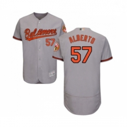 Mens Baltimore Orioles 57 Hanser Alberto Grey Road Flex Base Authentic Collection Baseball Jersey