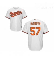 Mens Baltimore Orioles 57 Hanser Alberto Replica White Home Cool Base Baseball Jersey 