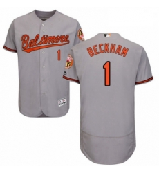 Mens Majestic Baltimore Orioles 1 Tim Beckham Grey Road Flex Base Authentic Collection MLB Jersey