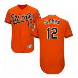 Mens Majestic Baltimore Orioles 12 Roberto Alomar Orange Alternate Flex Base Authentic Collection MLB Jersey