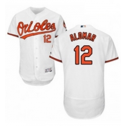 Mens Majestic Baltimore Orioles 12 Roberto Alomar White Home Flex Base Authentic Collection MLB Jersey
