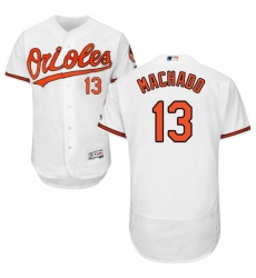 Mens Majestic Baltimore Orioles 13 Manny Machado White Home Flex Base Authentic Collection MLB Jersey