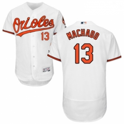 Mens Majestic Baltimore Orioles 13 Manny Machado White Home Flex Base Authentic Collection MLB Jersey