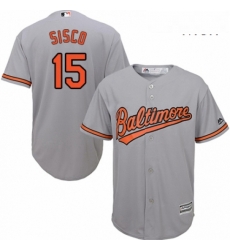 Mens Majestic Baltimore Orioles 15 Chance Sisco Replica Grey Road Cool Base MLB Jersey 