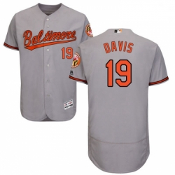 Mens Majestic Baltimore Orioles 19 Chris Davis Grey Road Flex Base Authentic Collection MLB Jersey