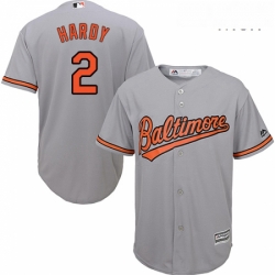 Mens Majestic Baltimore Orioles 2 JJ Hardy Replica Grey Road Cool Base MLB Jersey