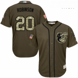 Mens Majestic Baltimore Orioles 20 Frank Robinson Authentic Green Salute to Service MLB Jersey