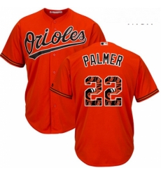 Mens Majestic Baltimore Orioles 22 Jim Palmer Authentic Orange Team Logo Fashion Cool Base MLB Jersey