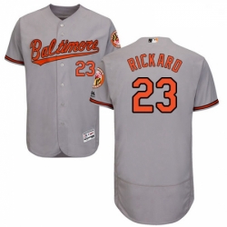 Mens Majestic Baltimore Orioles 23 Joey Rickard Grey Road Flex Base Authentic Collection MLB Jersey