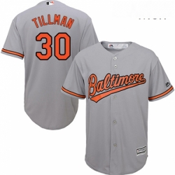 Mens Majestic Baltimore Orioles 30 Chris Tillman Replica Grey Road Cool Base MLB Jersey