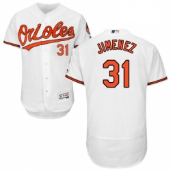 Mens Majestic Baltimore Orioles 31 Ubaldo Jimenez White Home Flex Base Authentic Collection MLB Jersey