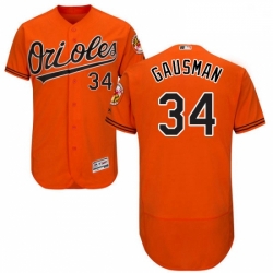Mens Majestic Baltimore Orioles 34 Kevin Gausman Orange Alternate Flex Base Authentic Collection MLB Jersey