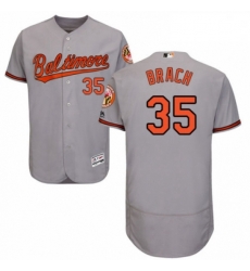 Mens Majestic Baltimore Orioles 35 Brad Brach Grey Road Flex Base Authentic Collection MLB Jersey