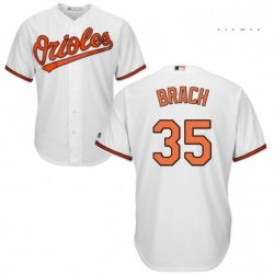 Mens Majestic Baltimore Orioles 35 Brad Brach Replica White Home Cool Base MLB Jersey 