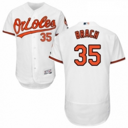 Mens Majestic Baltimore Orioles 35 Brad Brach White Home Flex Base Authentic Collection MLB Jersey