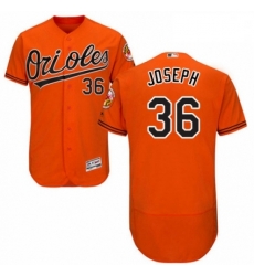Mens Majestic Baltimore Orioles 36 Caleb Joseph Orange Alternate Flex Base Authentic Collection MLB Jersey