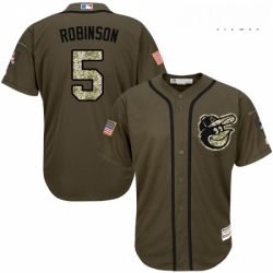 Mens Majestic Baltimore Orioles 5 Brooks Robinson Authentic Green Salute to Service MLB Jersey