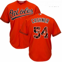 Mens Majestic Baltimore Orioles 54 Andrew Cashner Authentic Orange Team Logo Fashion Cool Base MLB Jersey 