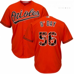 Mens Majestic Baltimore Orioles 56 Darren ODay Authentic Orange Team Logo Fashion Cool Base MLB Jersey