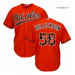 Mens Majestic Baltimore Orioles 58 Jeremy Hellickson Authentic Orange Team Logo Fashion Cool Base MLB Jersey 