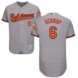 Mens Majestic Baltimore Orioles 6 Jonathan Schoop Grey Road Flex Base Authentic Collection MLB Jersey