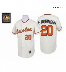 Mens Mitchell and Ness Baltimore Orioles 20 Frank Robinson Authentic White Throwback MLB Jersey