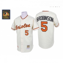 Mens Mitchell and Ness Baltimore Orioles 5 Brooks Robinson Authentic Cream Throwback MLB Jersey